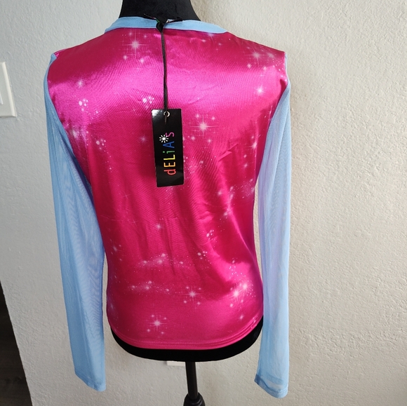 dELiA*s Homeward Bound Graphic Long Sleeve with Sheer Mesh Sleeves - Size: L - Picture 6 of 11